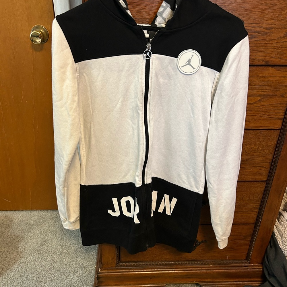 Black and White Jordan Zip-Up Hoodie